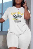 Casual Daily Print Basic O Neck Short Sleeve Two Pieces
