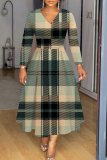 Casual Daily Print Basic V Neck Long Dresses