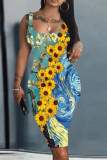 Sexy Casual Daily Print Basic U Neck Vest Dresses