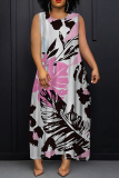 Casual Daily Print Basic O Neck Long Dresses