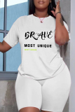 Casual Daily Letter Print Basic O Neck Short Sleeve Two Pieces