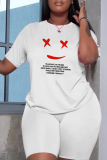 Casual Daily Print Basic O Neck Short Sleeve Two Pieces