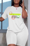 Casual Daily Letter Print Basic O Neck Short Sleeve Two Pieces