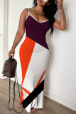 Sexy Casual Print Backless Spaghetti Strap Long Dresses
