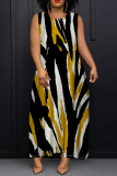 Casual Daily Print Basic O Neck Long Dresses
