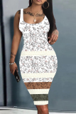 Casual Daily Print Basic U Neck Vest Dresses
