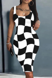 Casual Daily Print Basic U Neck Vest Dresses