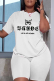 Casual Daily Print Basic O Neck Short Sleeve Two Pieces