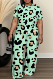 Casual Daily Print Basic O Neck Short Sleeve Two Pieces