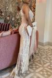Vacation Stripe Fringed Trim Swimwears Cover Up