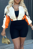 Casual Zipper Zipper Collar Long Sleeve Two Pieces