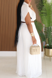 Casual Solid Color Patchwork V Neck Short Sleeve Two Pieces