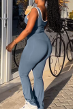 Sportswear Solid Color Patchwork U Neck Sleeveless Two Pieces