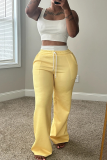 Casual Solid Color Draw String Square Neck Sleeveless Two Pieces