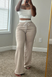 Casual Solid Color Draw String Square Neck Sleeveless Two Pieces