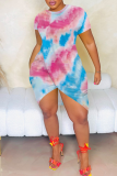 Sexy Print Slit O Neck Irregular Dresses