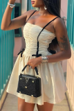 Sexy Solid Color Ruched Spaghetti Strap A Line Dresses