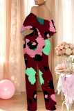 Casual Print Off Shoulder Loose Jumpsuits