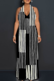 Casual Print Backless Halter Loose Jumpsuits