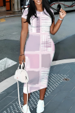 Elegant Print Patchwork Wrapped Skirt Dresses