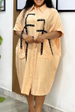 Casual Solid Color Pocket Shirt Collar Shirt Dresses