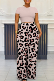 Casual Print Pocket O Neck Short Sleeve Two Pieces
