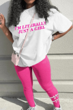 Casual Print Patchwork O Neck Half Sleeve Two Pieces