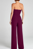 Casual Solid Color With Belt Strapless Regular Jumpsuits