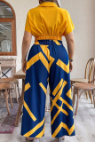 Casual Print Strap Design V Neck Plus Size Two Pieces