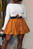 Casual Solid Color Patchwork O Neck Long Sleeve Two Pieces