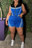 Casual Sportswear Solid Color Patchwork Conventional Collar Sleeveless Two Pieces