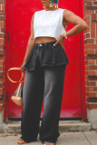 Casual Solid Color Ruched Irregular Loose Denim Jeans