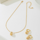 Pendant Necklace And Circle Drop Earrings Set For Women