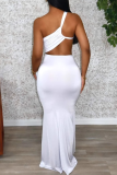 Elegant Solid Color Hollow Out Strapless Long Dresses