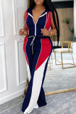 Casual Zipper Contrast Zipper Collar Sleeveless Two Pieces
