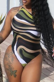 Sexy Print Patchwork Spaghetti Strap Skinny Bodysuits