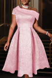 Prom Solid Color Patchwork Oblique Collar Evening Dresses