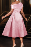 Prom Solid Color Patchwork Oblique Collar Evening Dresses