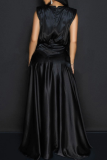 Sexy Solid Color High Slit Strap Design Deep V Neck Long Dresses