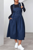 Casual Solid Color Pocket Strap Plus Size Dresses