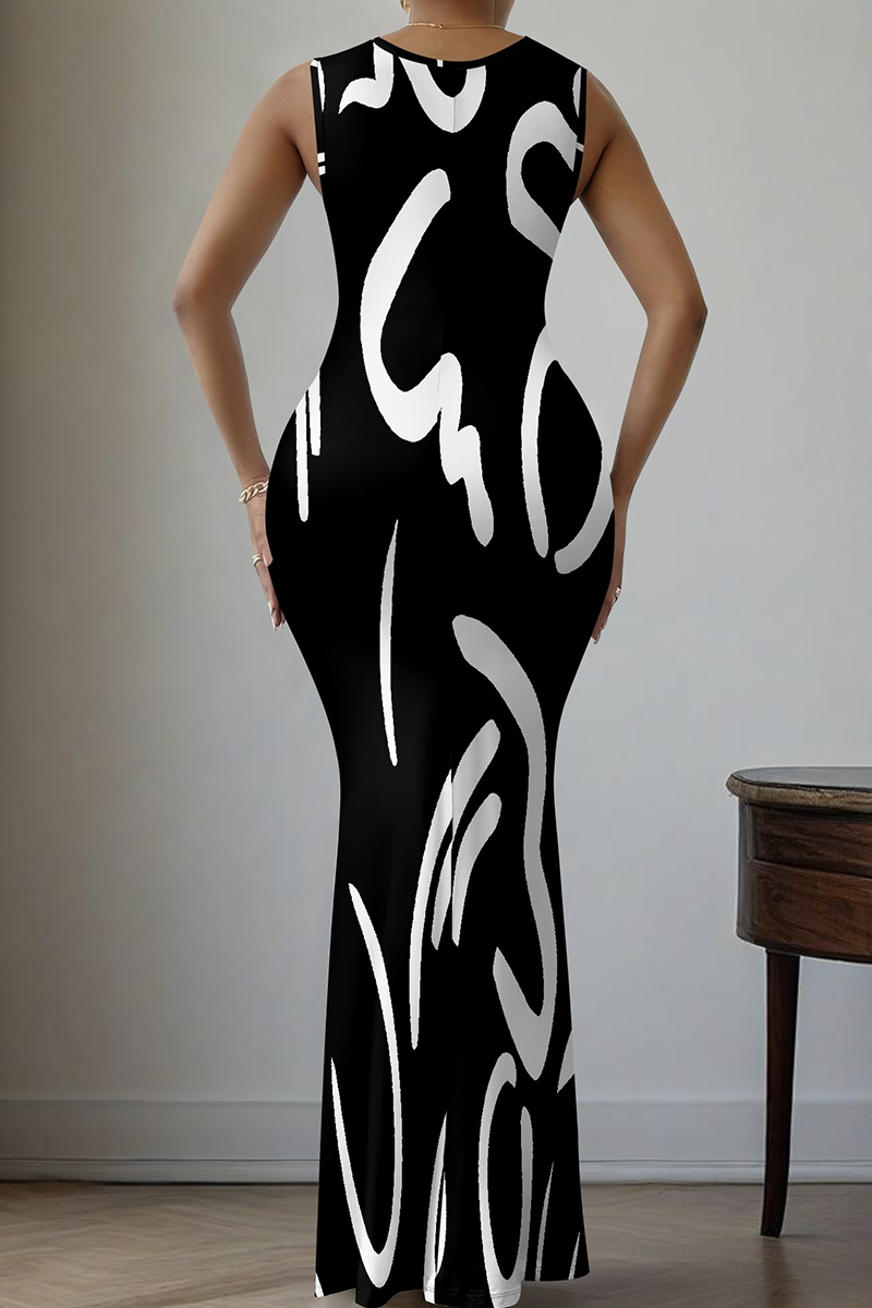 Elegant V-neck Fashionable Cake Long Dress