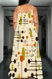 Sexy Print Spaghetti Strap Long Dresses