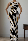 Elegant Print V Neck Long Dresses