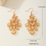 Elegant Leaves Pearls Decor Flower Shape Earrings