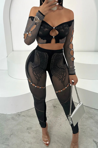 Sexy Solid Color Lace Two Pieces