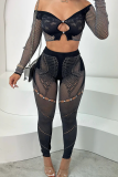 Sexy Solid Color Lace Two Pieces