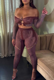 Sexy Solid Color Lace Two Pieces