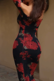 Elegant Print Off Shoulder Long Dresses