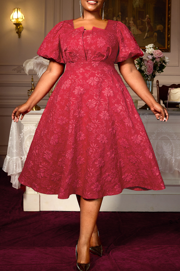 Elegant Jacquard Asymmetrical Collar Long Dresses