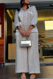 Casual Solid Color Buckle Turndown Collar Long Sleeve Two Pieces